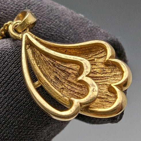 ヴィンテージ 9ctゴールド リーフ型ペンダント ネックレス